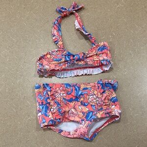 Janie and Jack Coral and Blue Ruffle Bikini